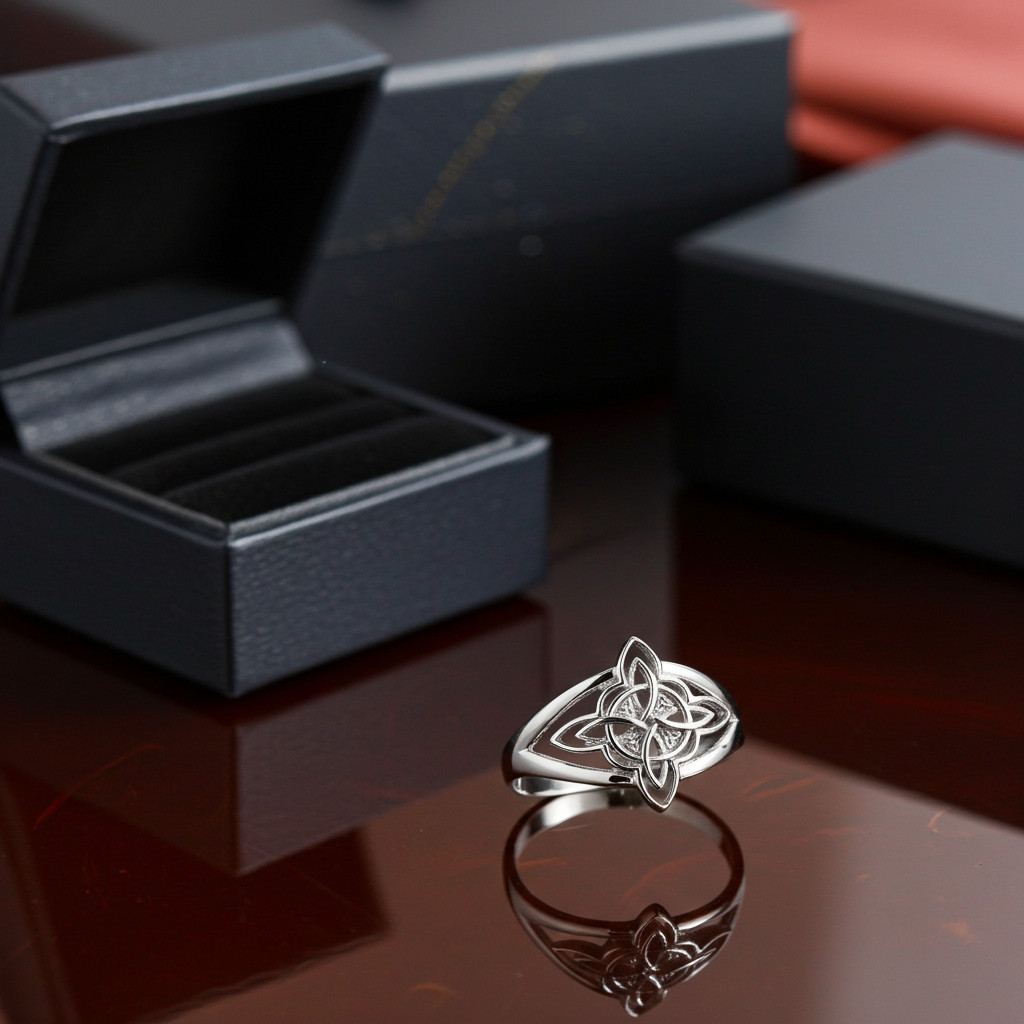 Sterling Silver Celtic Trinity Knot Triquetra Cross Ring for Women
