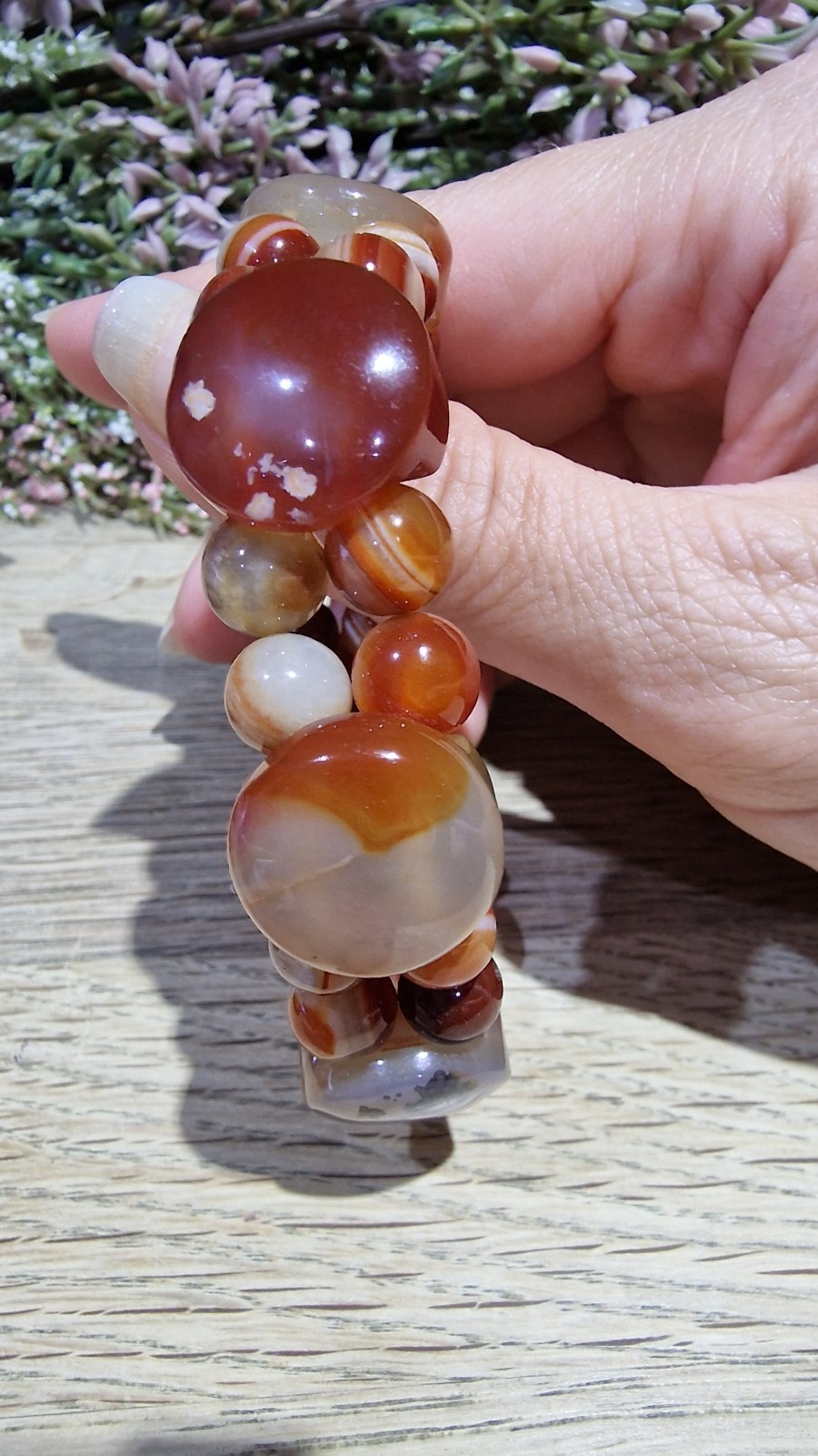 Carnelian Agate Crystal Soft Bangle Bracelet 18mm Elasticated