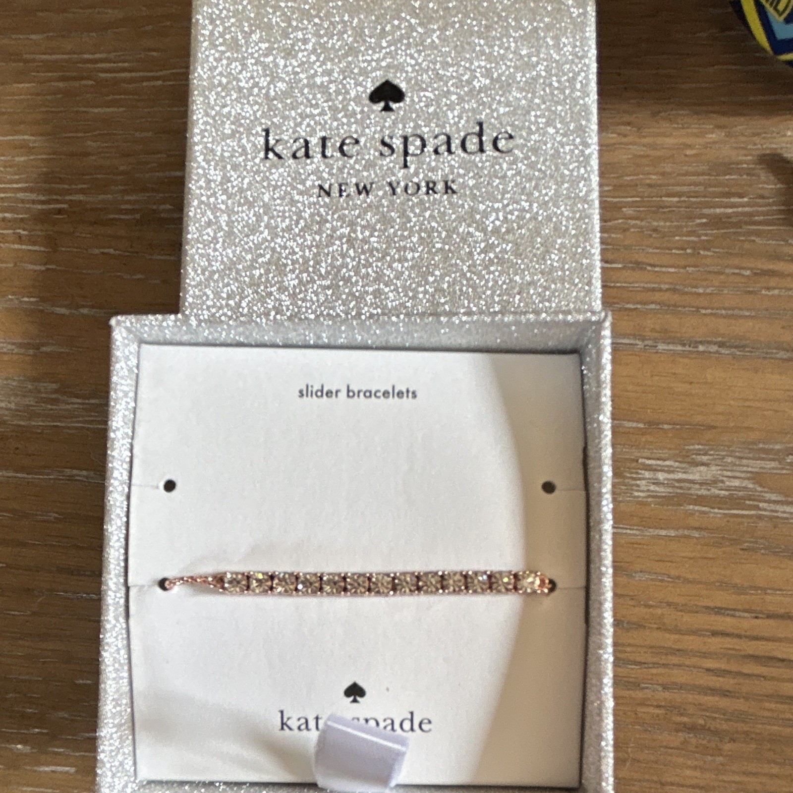 kate spade new york Rose Gold Plated Crystal Adjustable Slide Tennis Bracelet