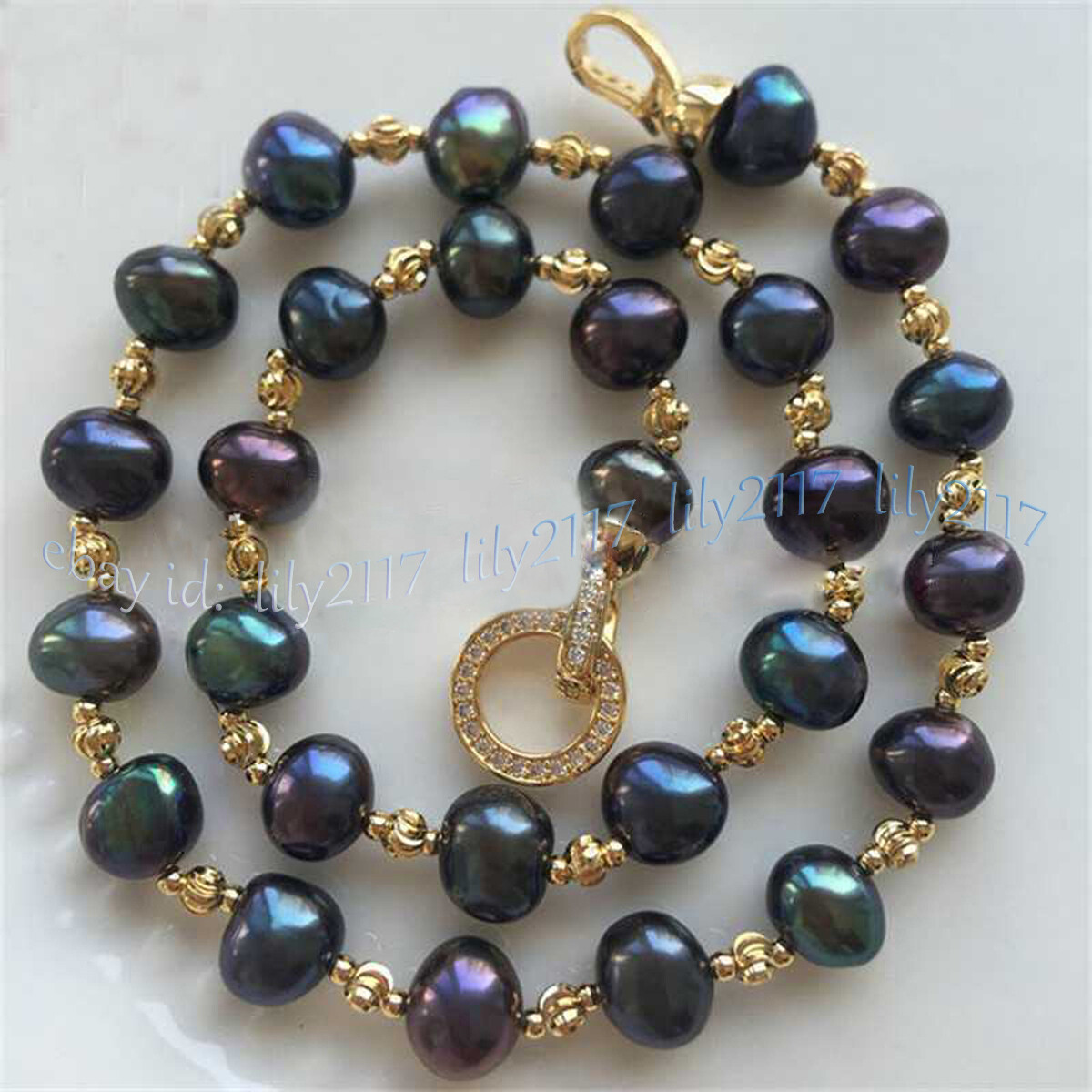 Elegant 7-13mm Natural South Sea Baroque Freshwater Black Pearl Necklace 14-36”