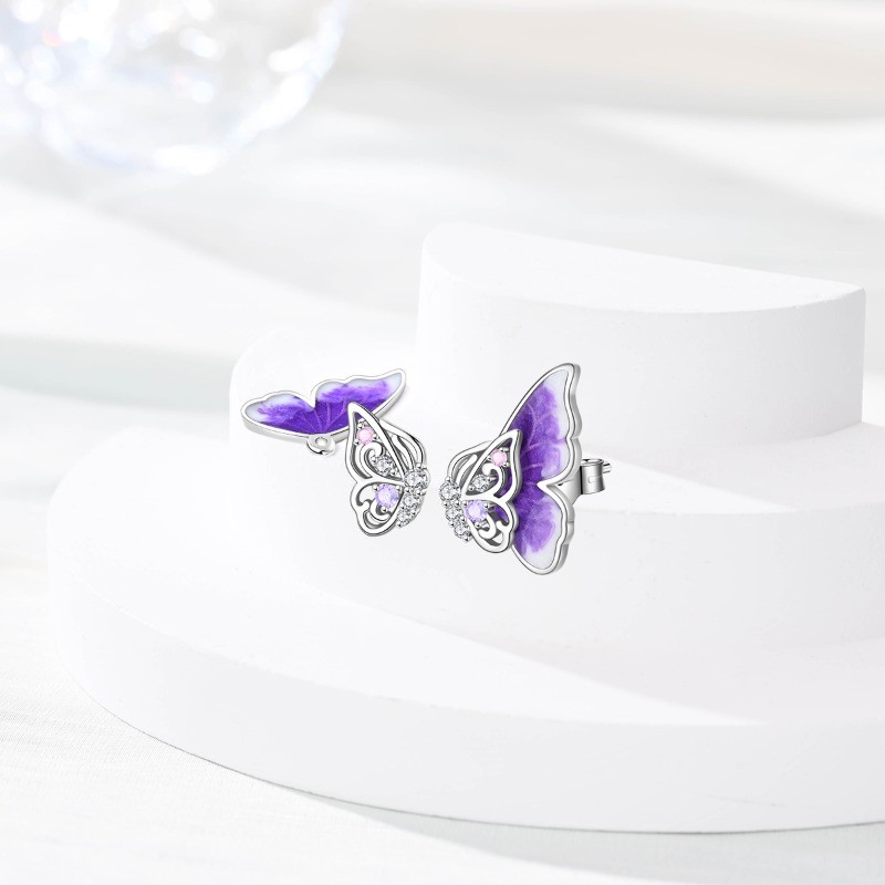 KUNSIR 925 Sterling Silver Butterfly Stud Earrings For Women Posts Jewelry Gifts