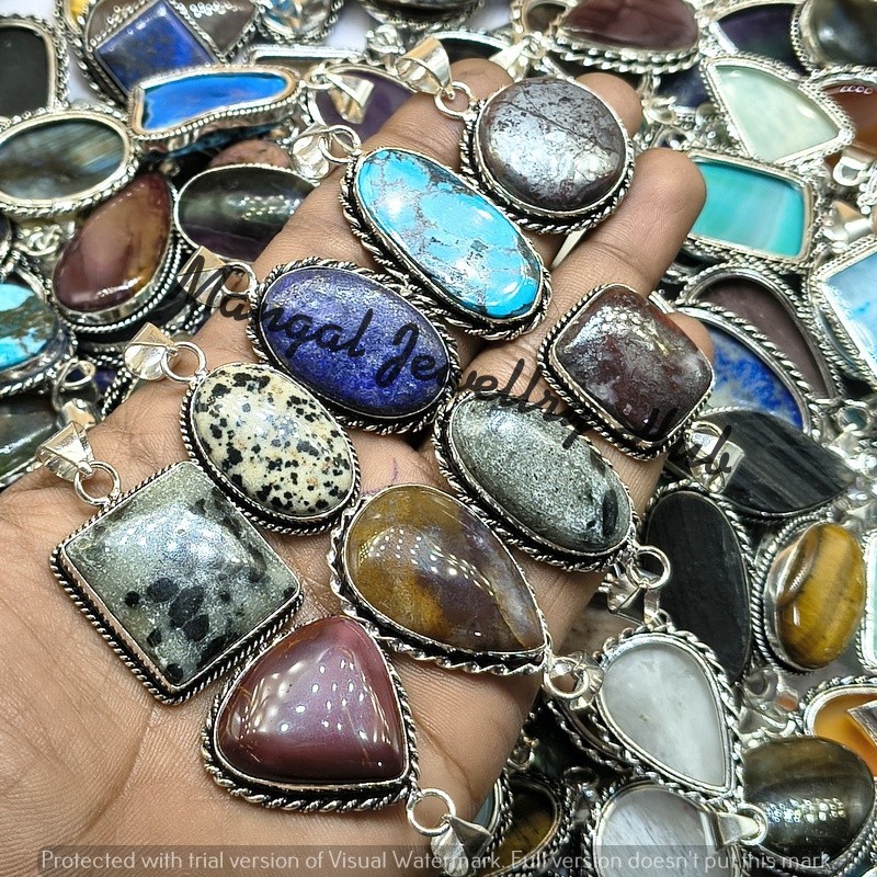 Trending Sale Turquoise & Mix Gemstone 925 Sterling Silver Plated Lot Pendants