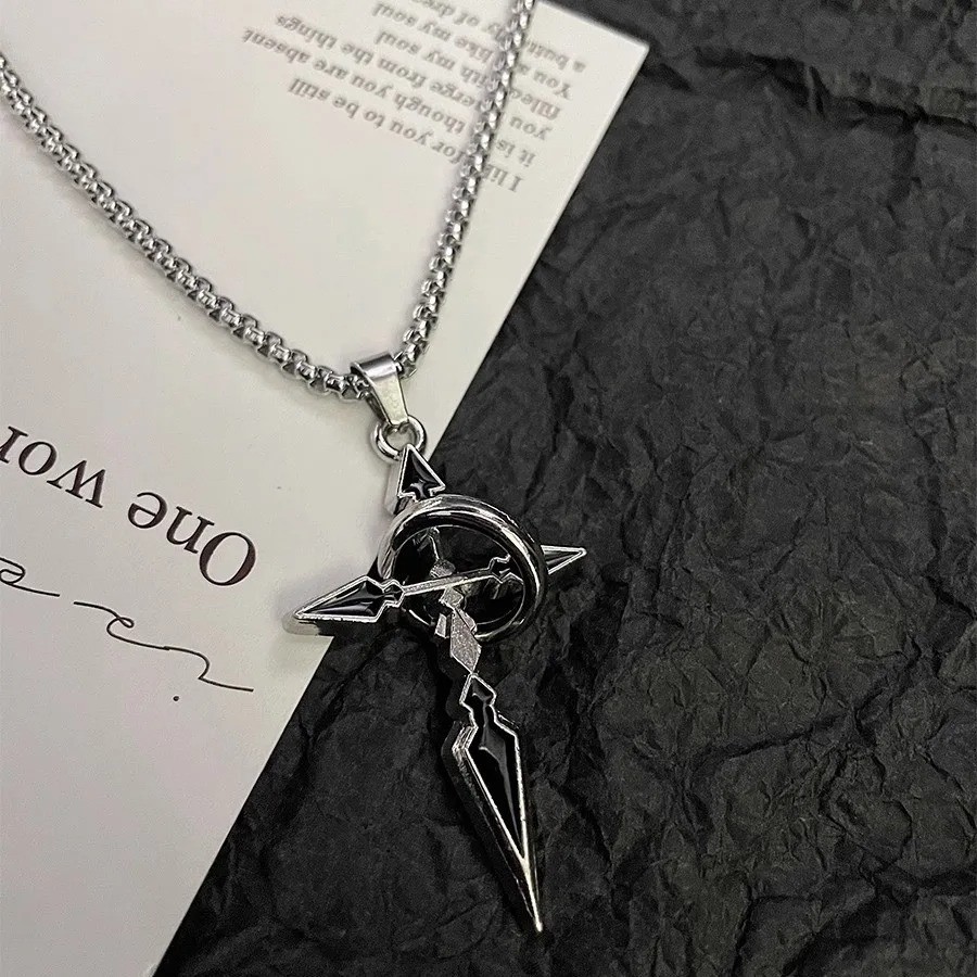 Cross Pendant Silver Plated Necklace Stainless Steel Chain Charm Men Jewelry