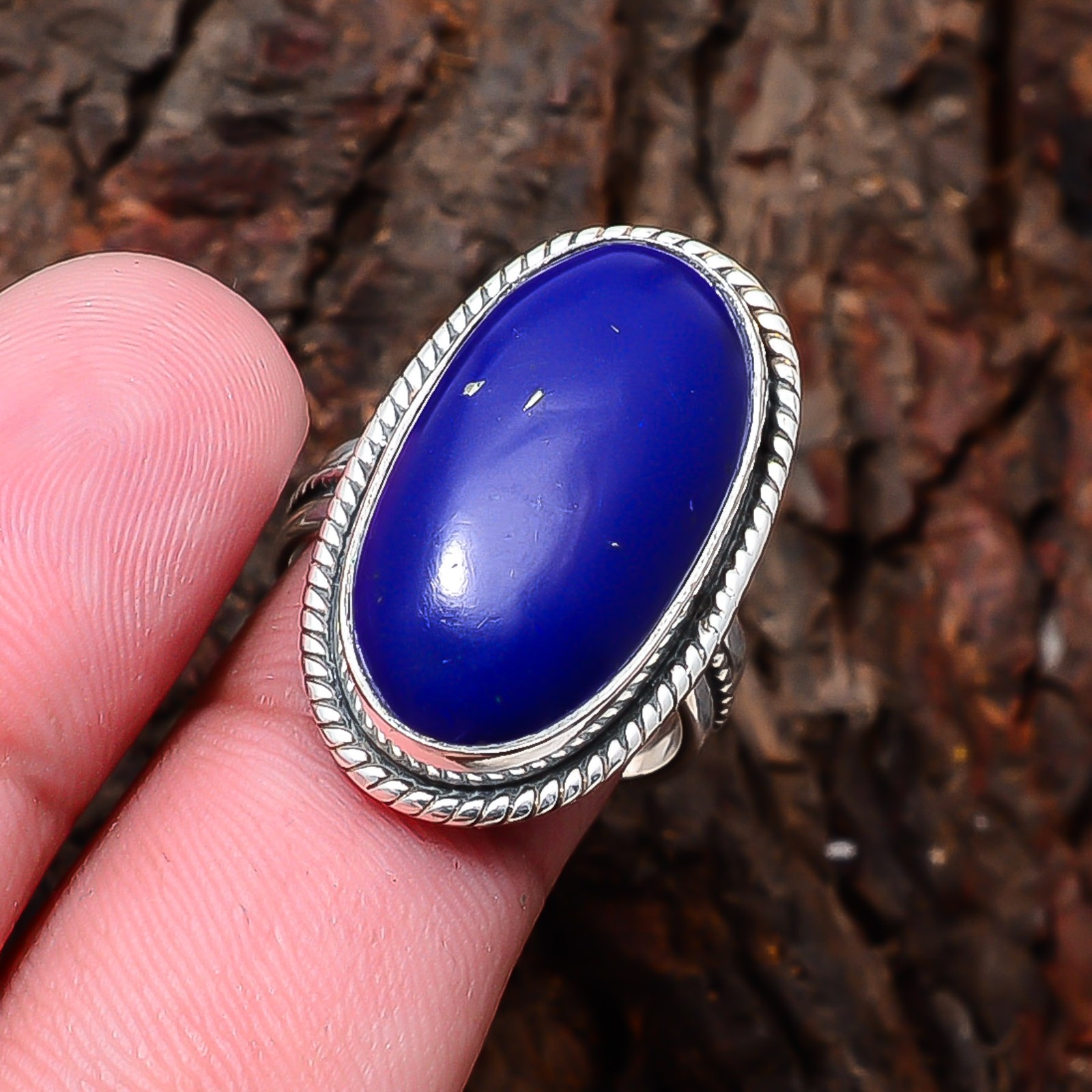 Lapis Lazuli Artisan 925 Sterling Silver Ring S.7.5 R12504