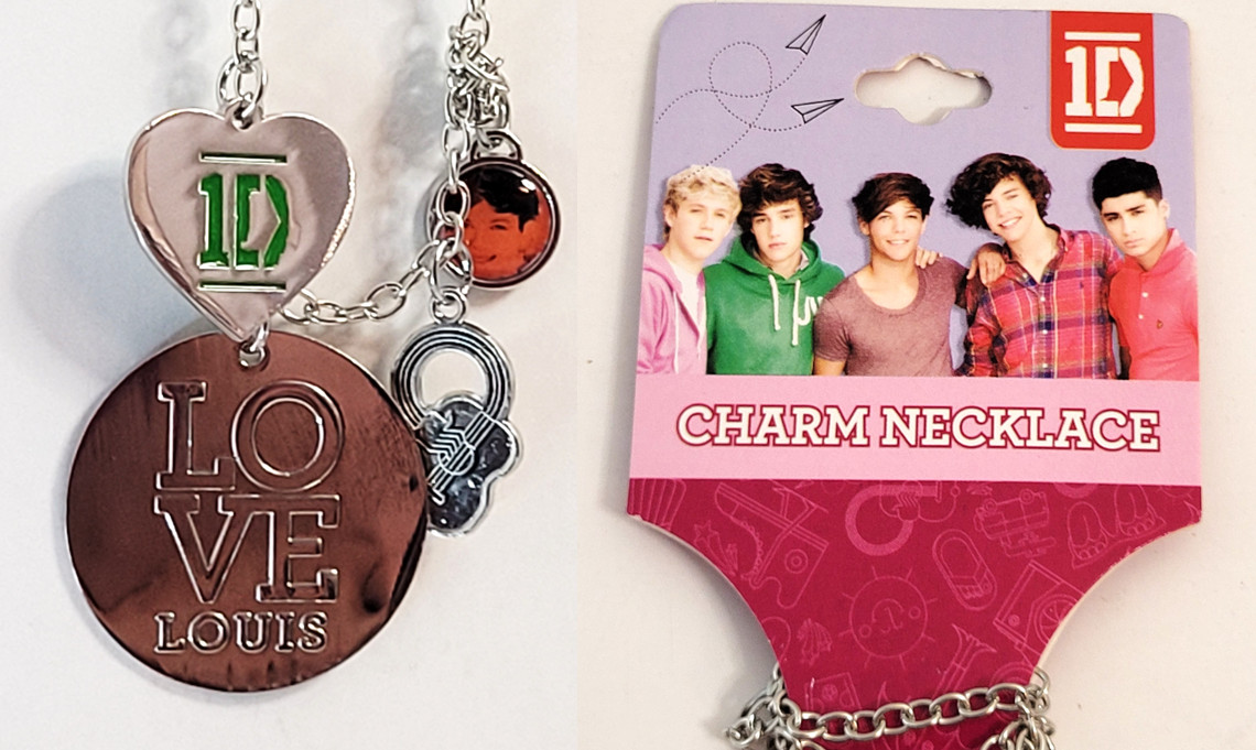 One Direction 1D Charm Necklace “Love Louis” Pendant Multi Charm – NEW