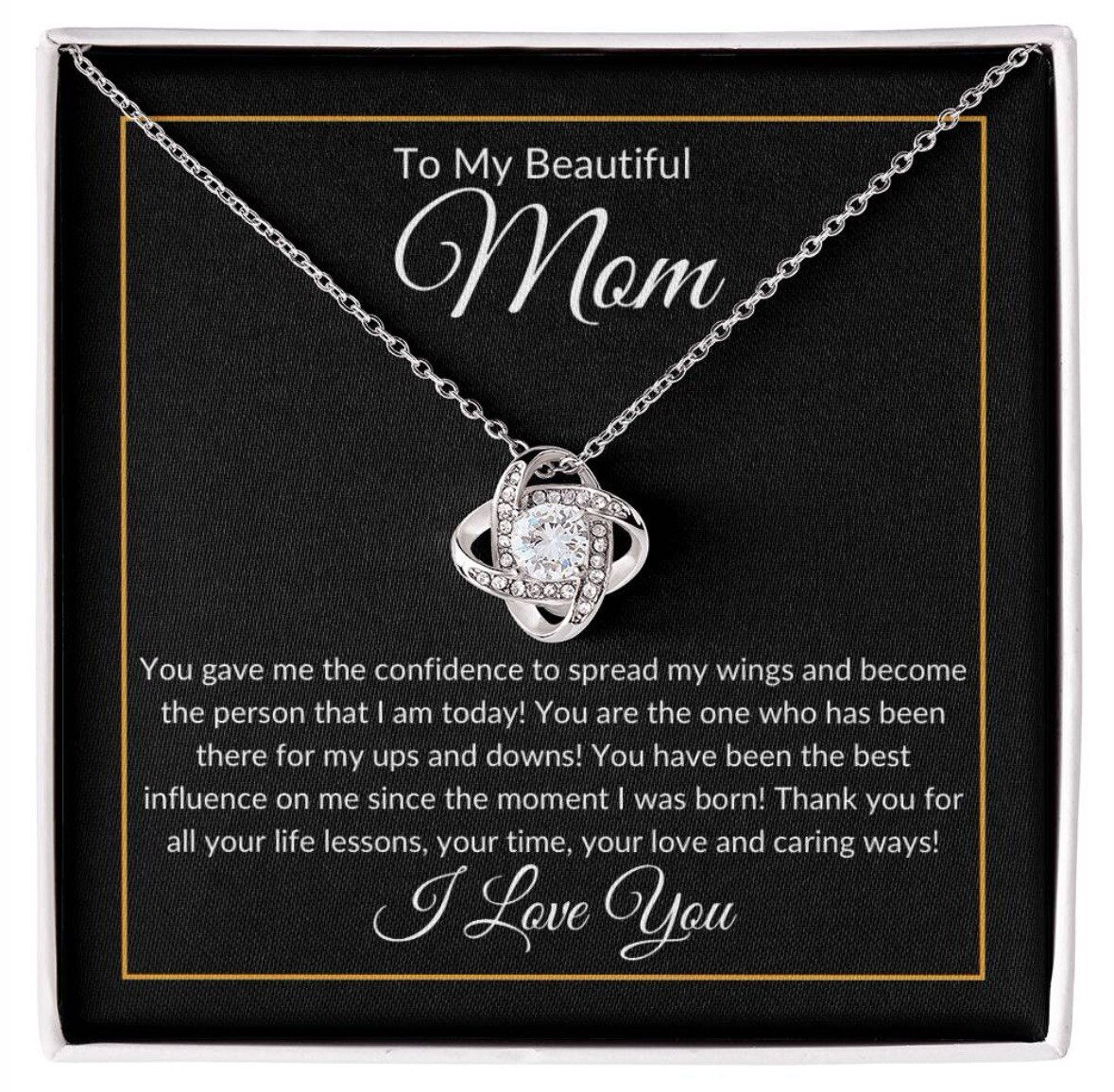 TO MY BEAUTIFUL MOM NECKLACE SOFT BOX GIFT HOLIDAY BIRTHDAY MOTHER’S DAY GIFT