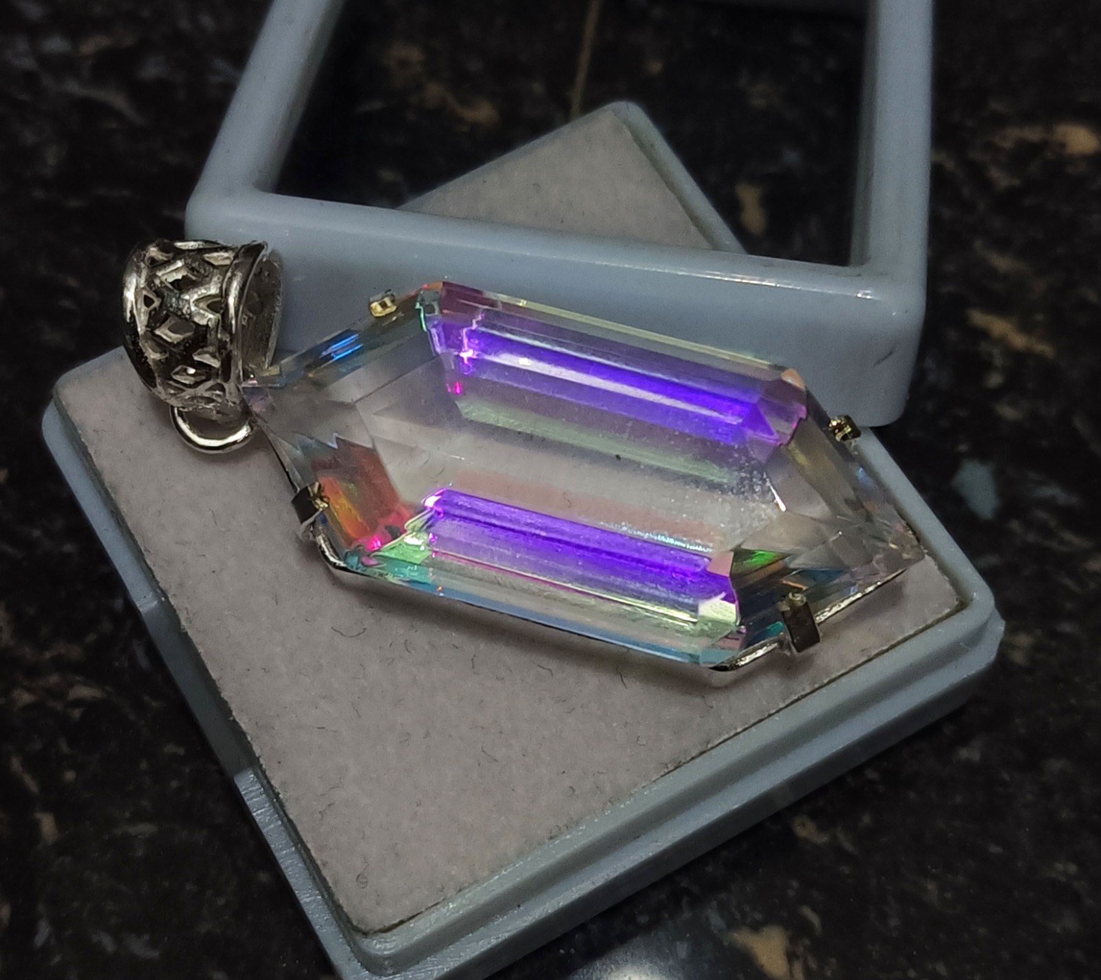 58.20 Ct+ Magical Mystic Topaz Fancy Cut Sterling Silver Pendant With Chain
