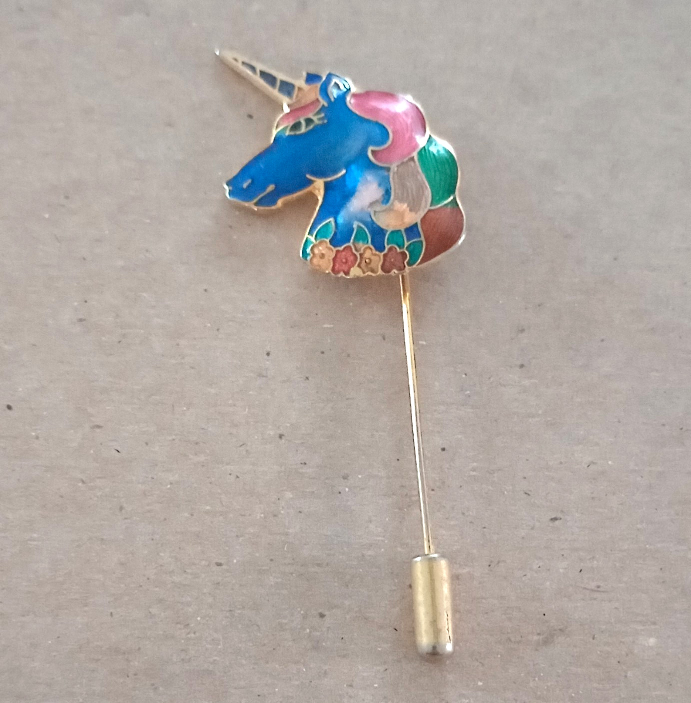 Multicolor Enamel Metal Unicorn Head Stick Pin Lapel Hat Pin