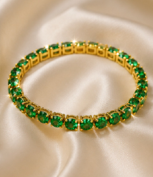 9ct Round Simulated Elegant Green Emerald Tennis Bracelet 14K Yellow Gold Plated