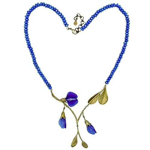 MICHAEL MICHAUD Stunning False Indigo Leaf & Blue Jade Necklace 9030
