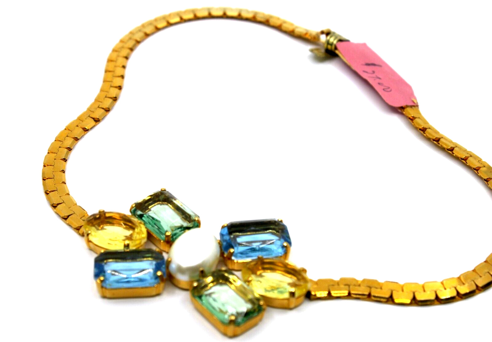 Multi Color Crystal Pendant Fashion Statement Necklace 16″in Italy