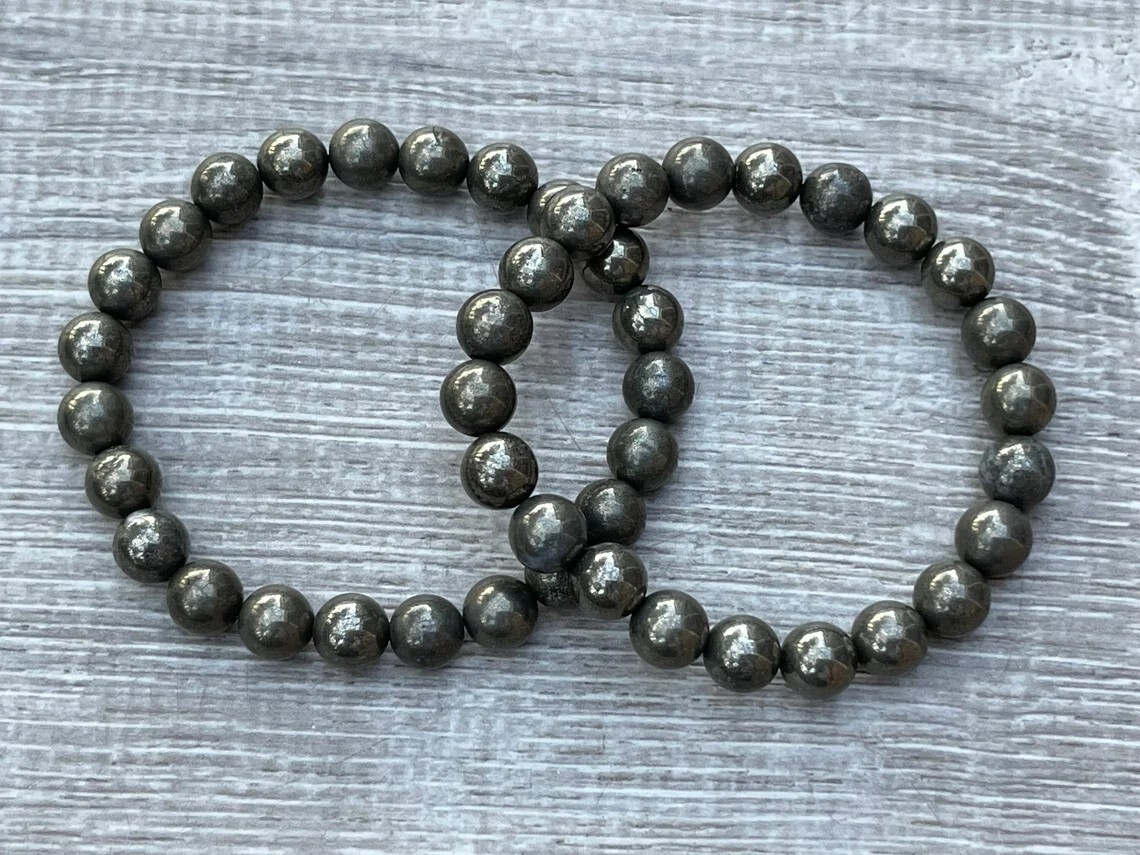Pyrite Stone Stretch Bracelet Protection Prayer Beaded Bracelet Fashion Gift