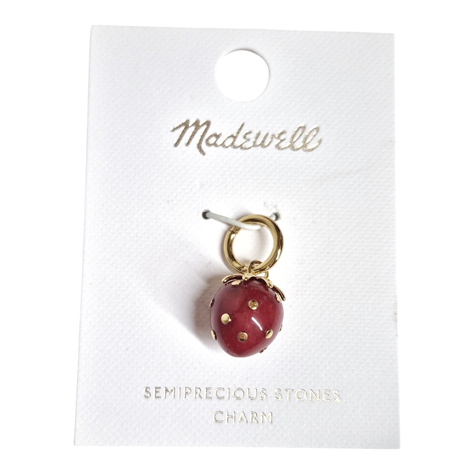 Madewell Semiprecious Strawberry Charm Antique Gold Red Brass Nickel Safe New