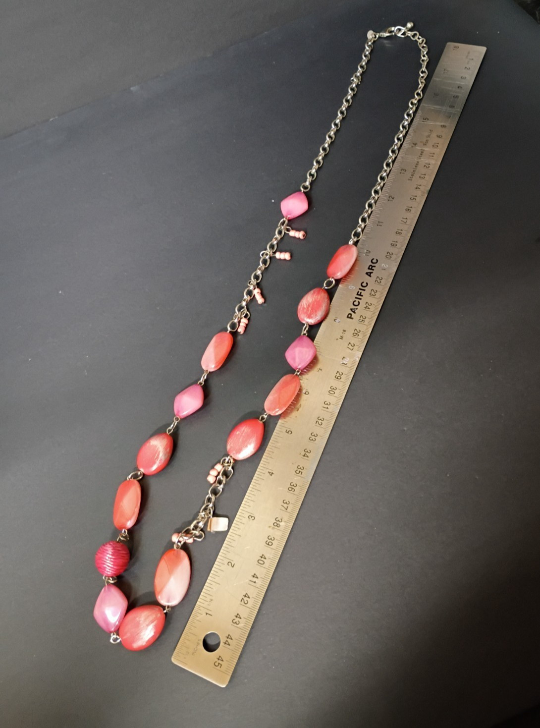 Chico’s Pink Chunky Faux Acrylic Stone Multi Beaded 22″ Necklace Boho