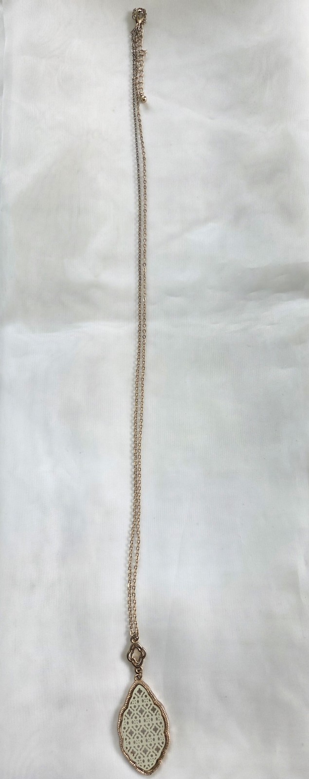 Gold Tone Layered Cable Chain Necklace Teardrop Pendant, Lobster, Adjustable