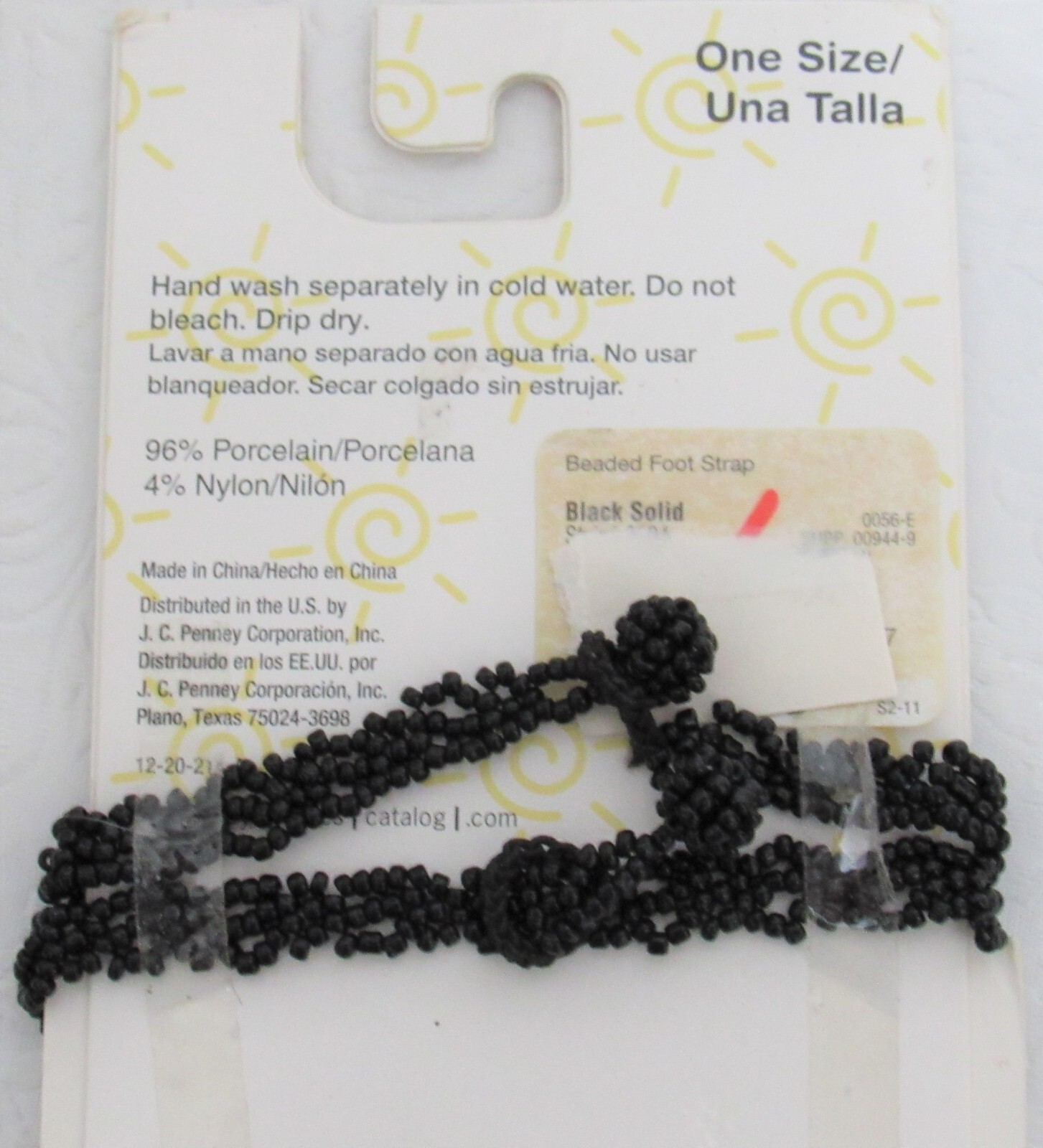 Barefoot Sandals Thong Anklets Beaded Black 1 Pair