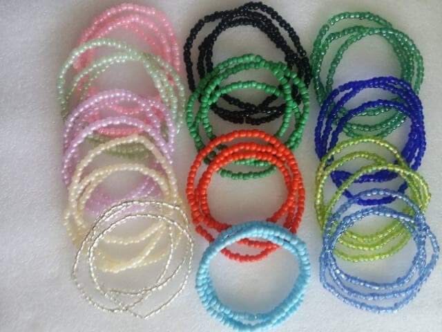 Set of 3 Boho Stackable Strachy Seed Bead Bracelets. Festival Bracelet.