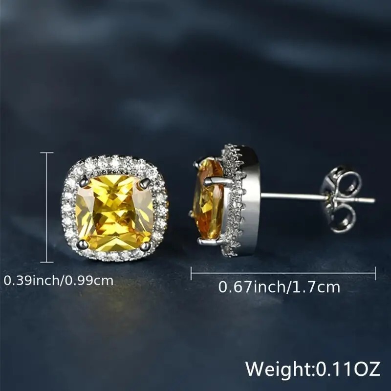 Delicate Square Zircon Stud Earrings For Women & Girls Great Gift Idea