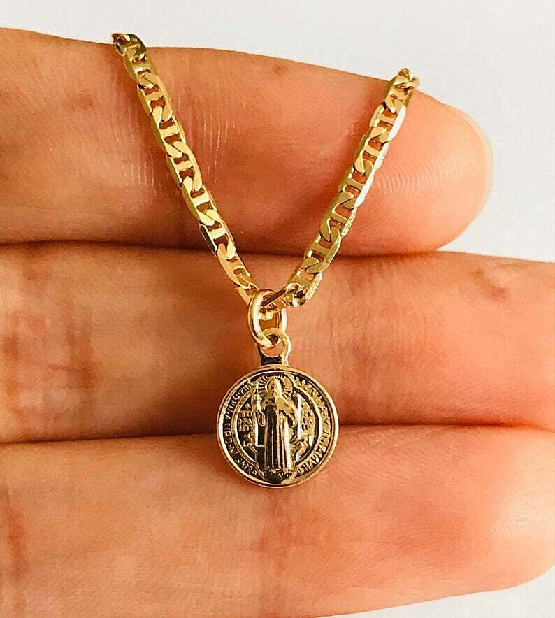 18K GOLD FILLED CADENA DE SAN BENITO 18″ LONG/SAINT BENEDICT NECKLACE 18″ – N65