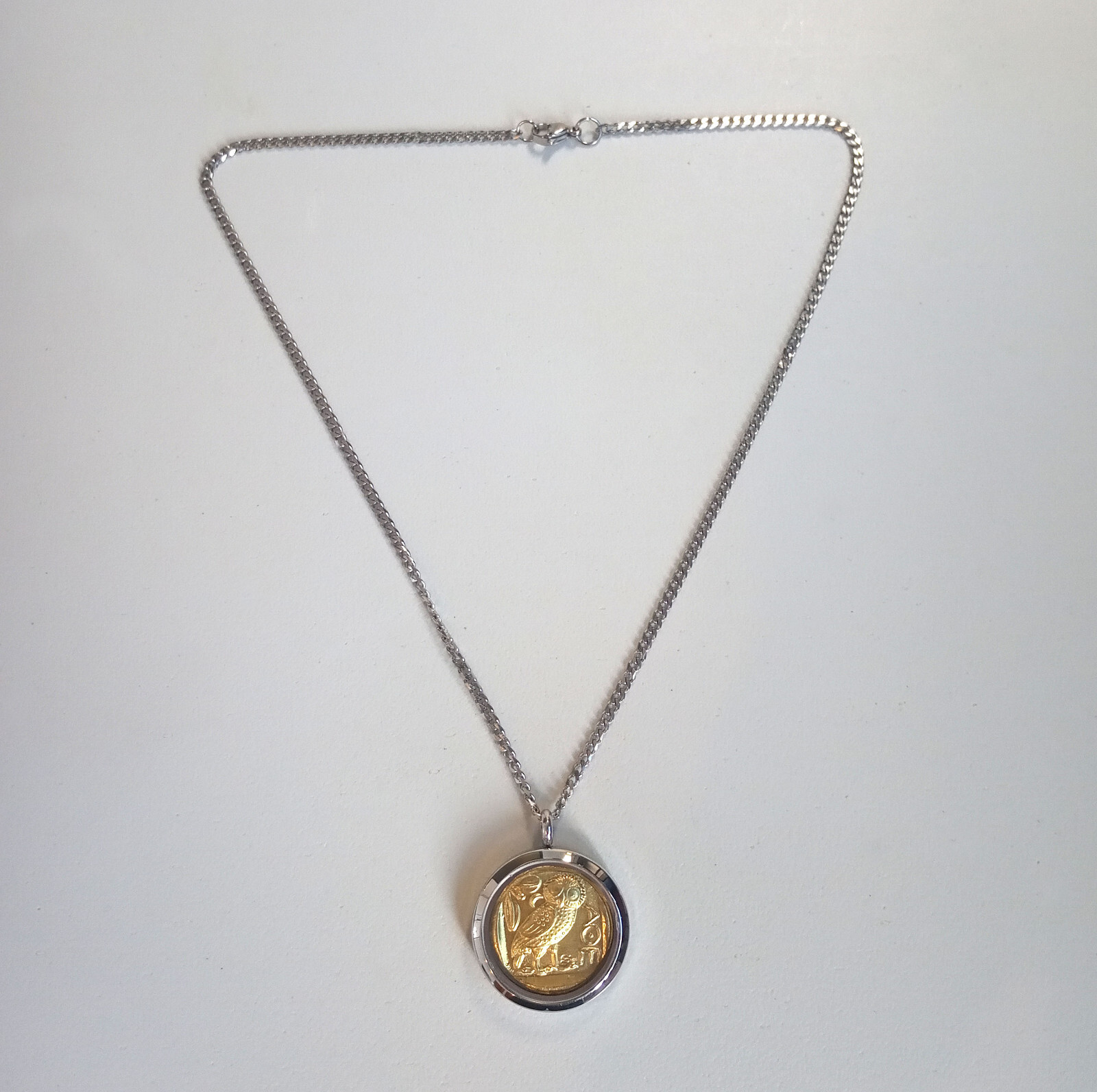 Greek Mythology Owl of Athena Phoenix Ancient Greece Bird Coin Pendant Necklace