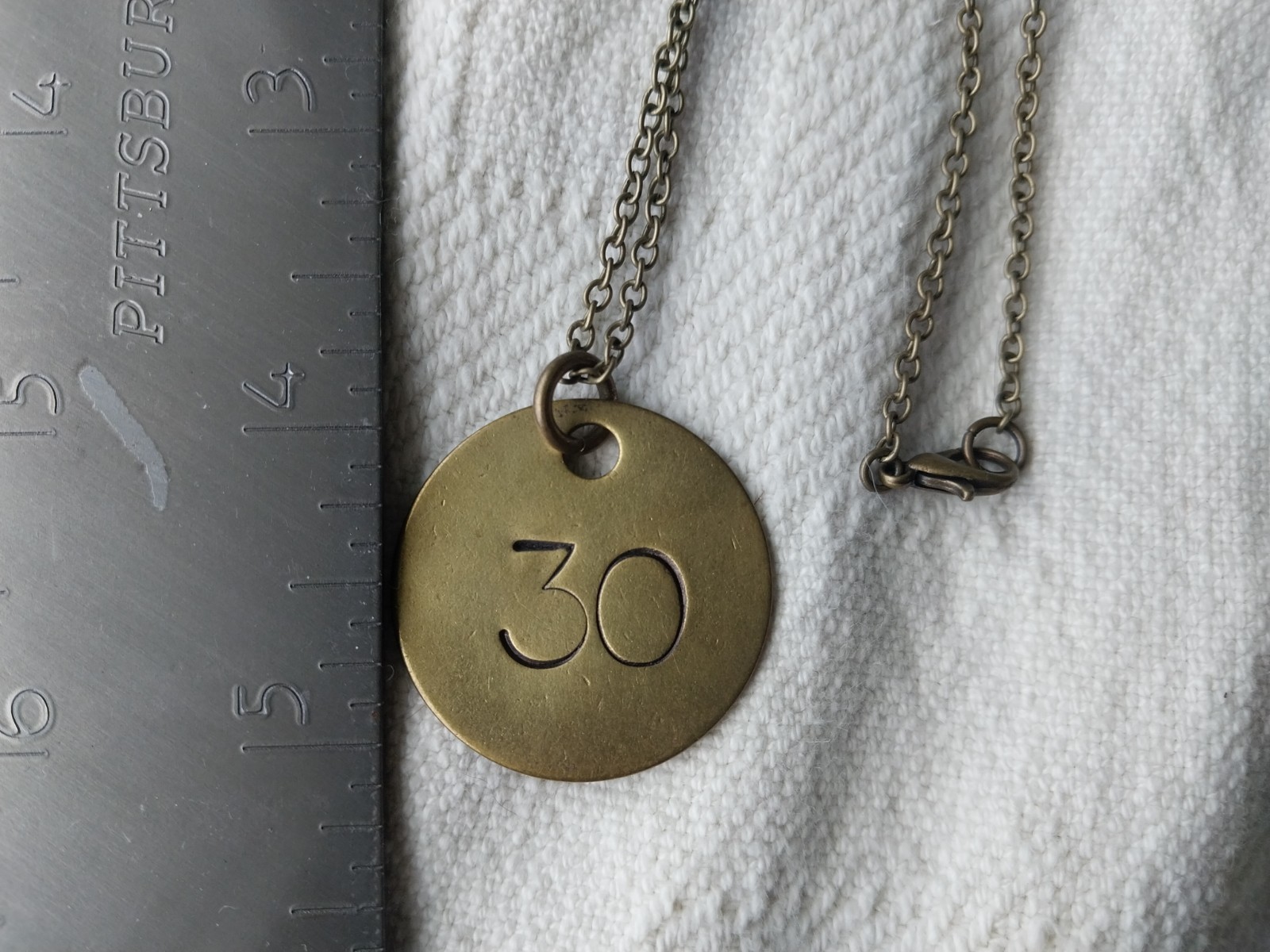 Stamped Brass Tag 30 Pendant Necklace