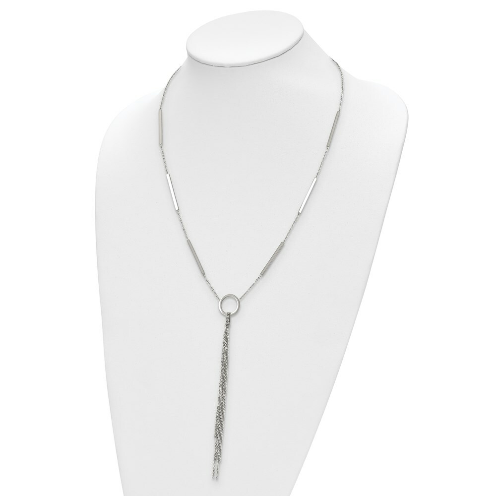 Stainless Steel Polished with Tassel 23.5in Necklace