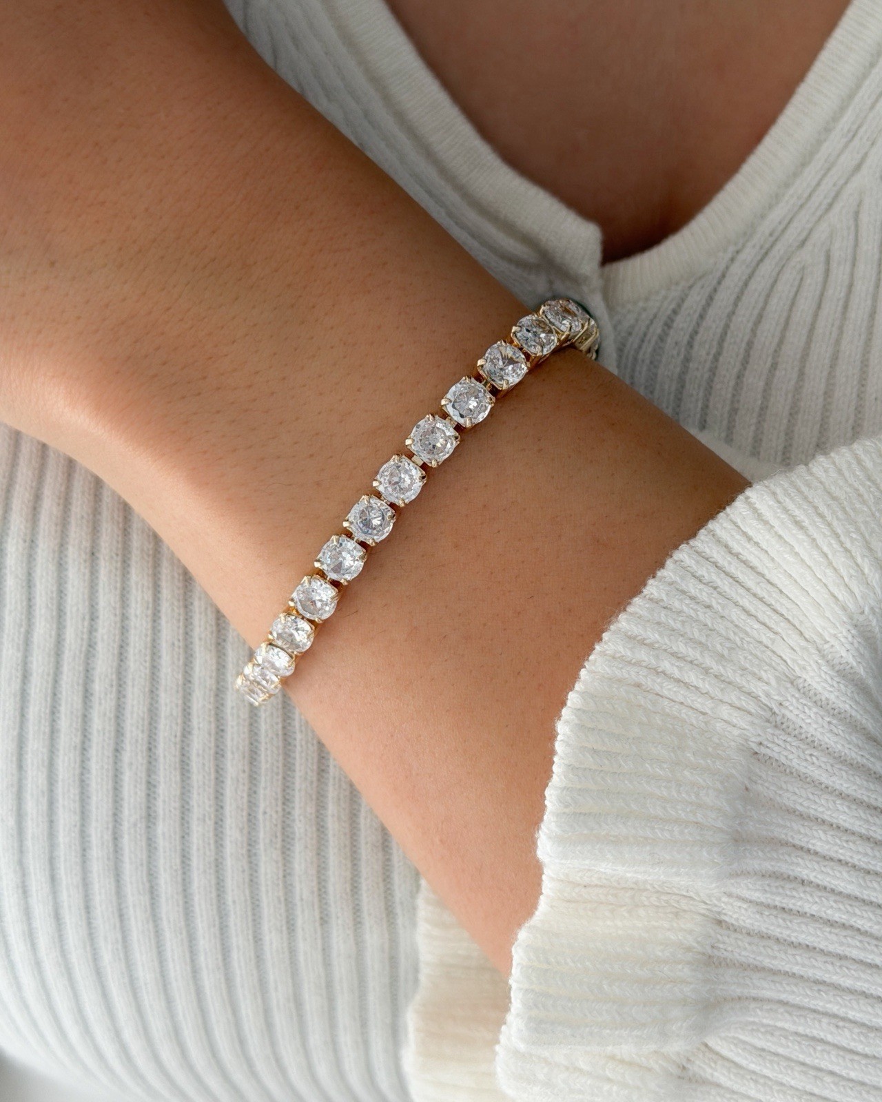 Bold Sparkle Link Tennis Bracelet, Gold-Plated Everyday Fashion Jewelry