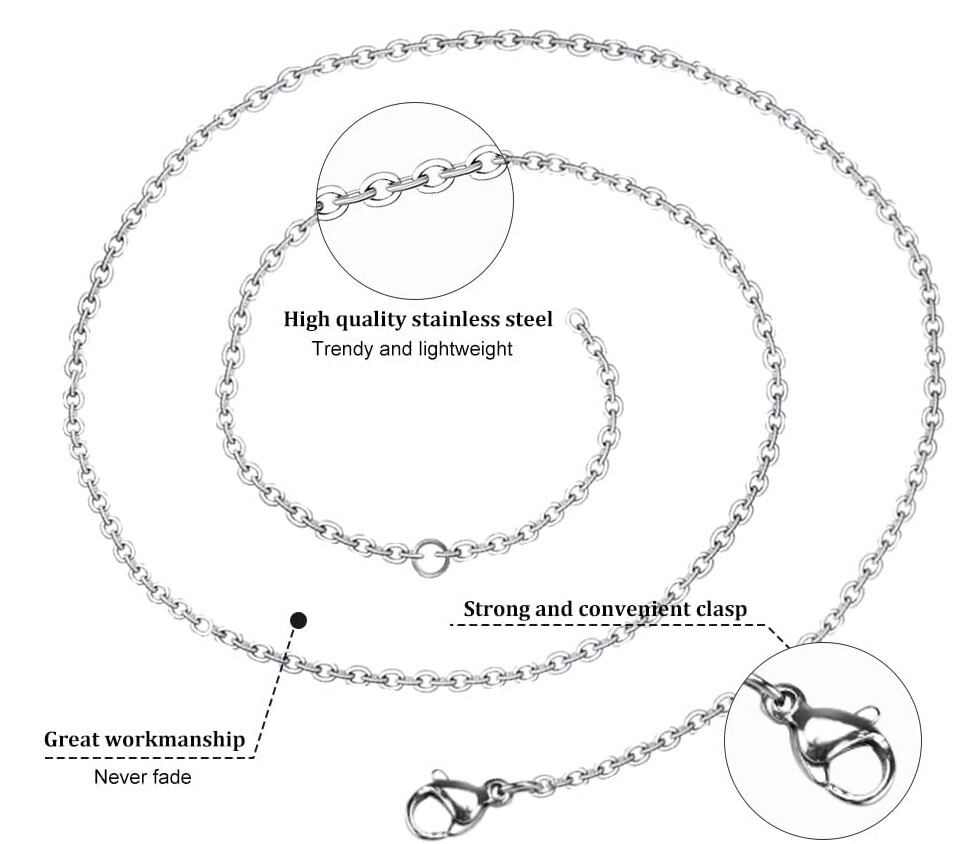 Abba necklace, stainless steel/glass, 50-55cm length, 14mm width, beautiful