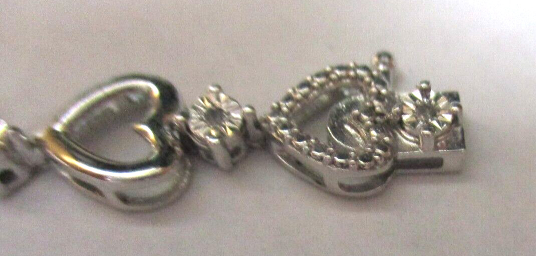 India, Bracelet – Sterling Silver with Diamonds- 7 1/2 inches, 8.3 grams