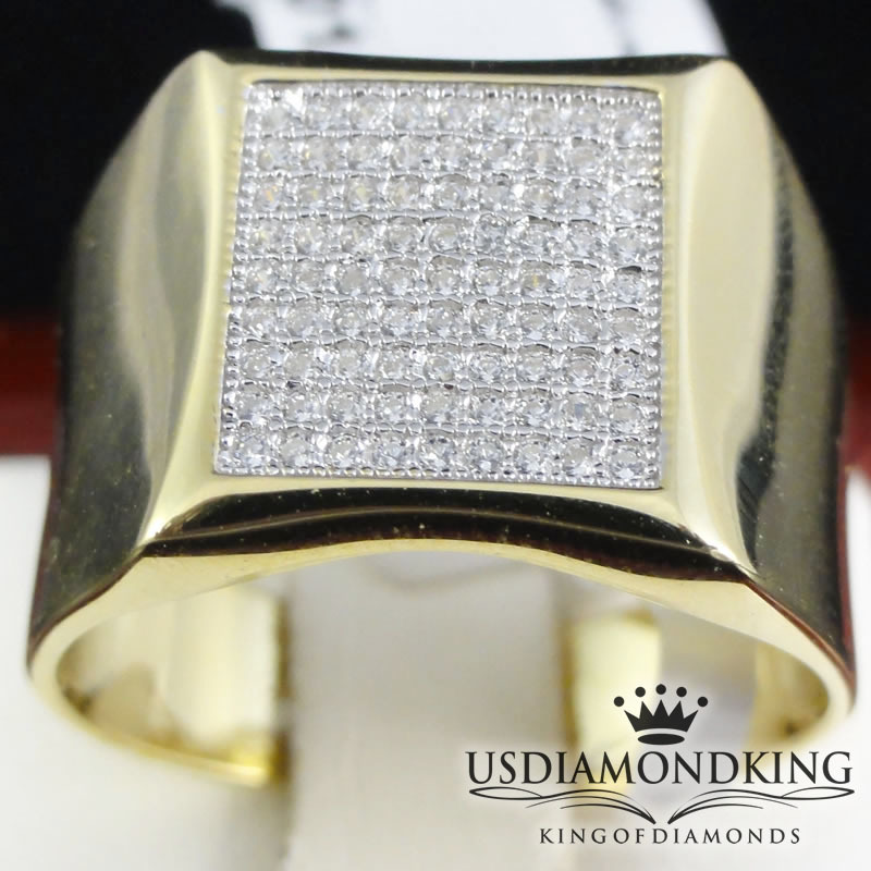 Men’s New 925 Sterling Silver 10k Yellow Gold Finish Designer Pinky Ring Sz 8~12