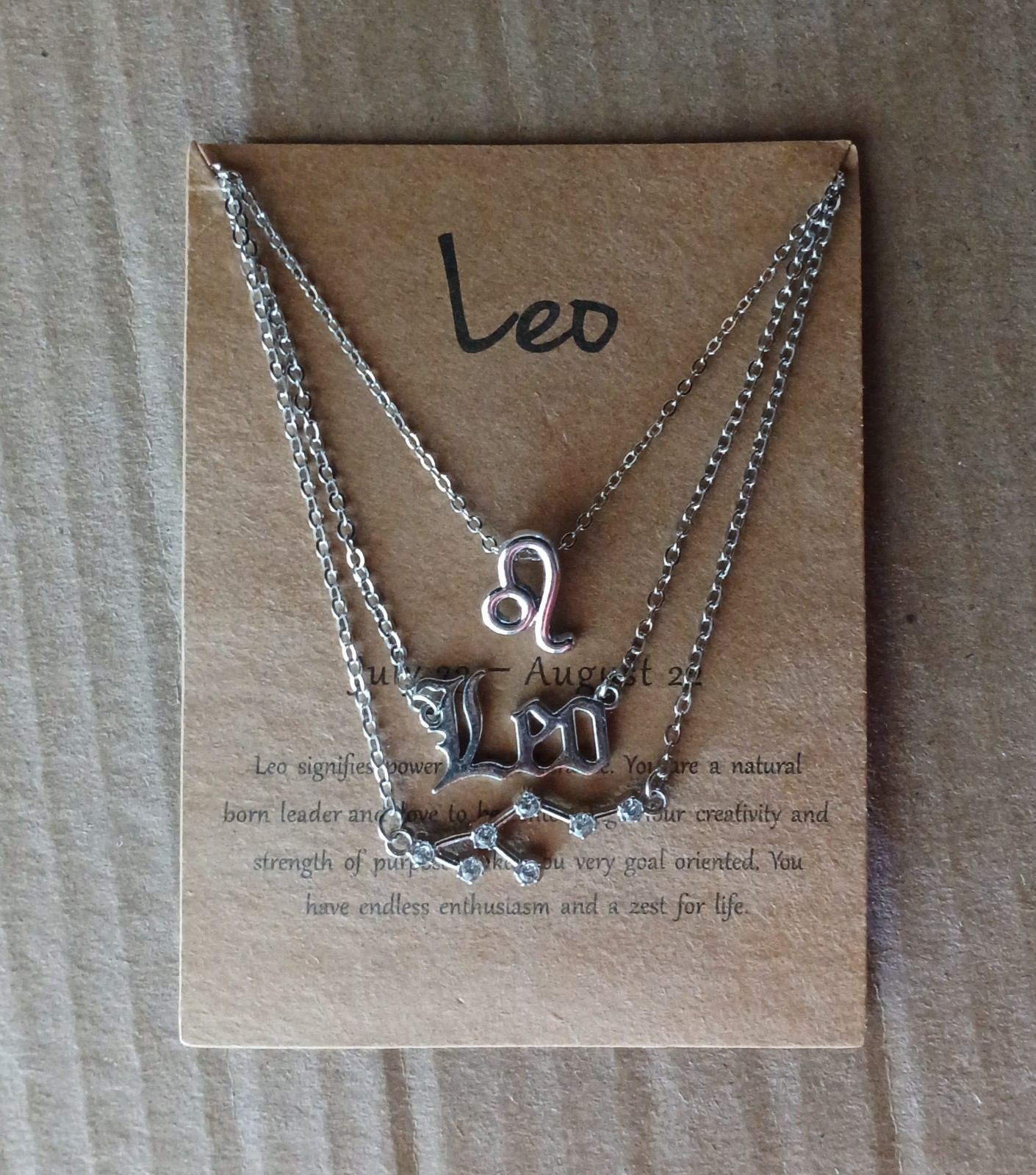 Leo Zodiac Layered Necklace Set 3pc Silver Tone Astrology Constellation New