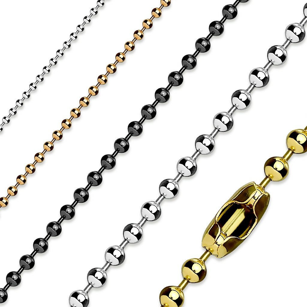Stainless Steel Ball Chain Necklace Silver, Black, Gold/Rose Gold Plated