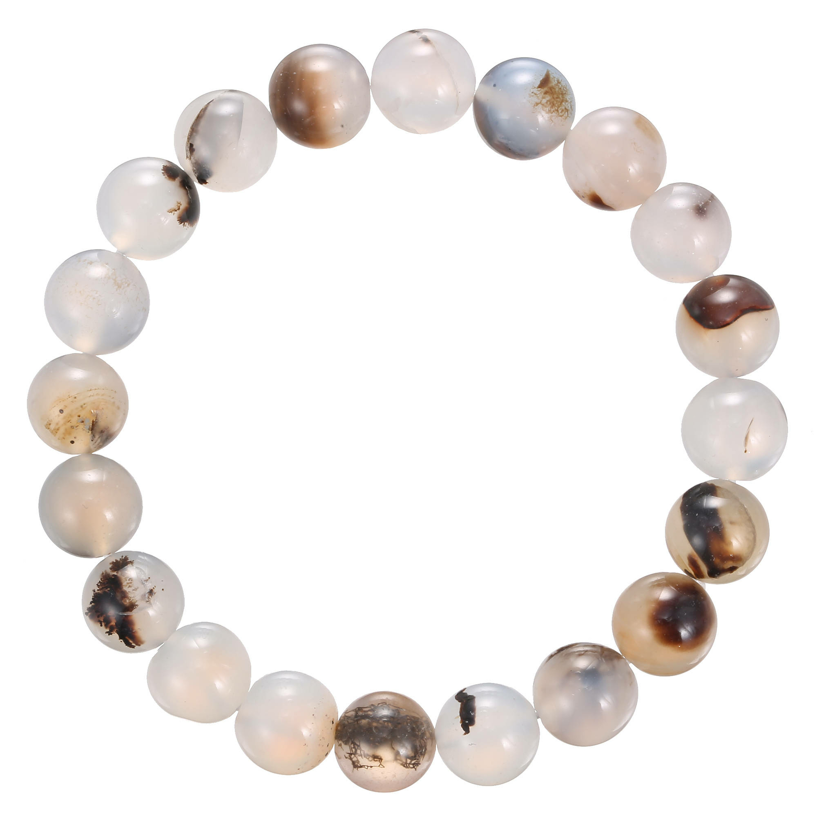 Dendritic Montana Agate Bracelet Smooth Round Size 8mm 10mm 7.5″ Length