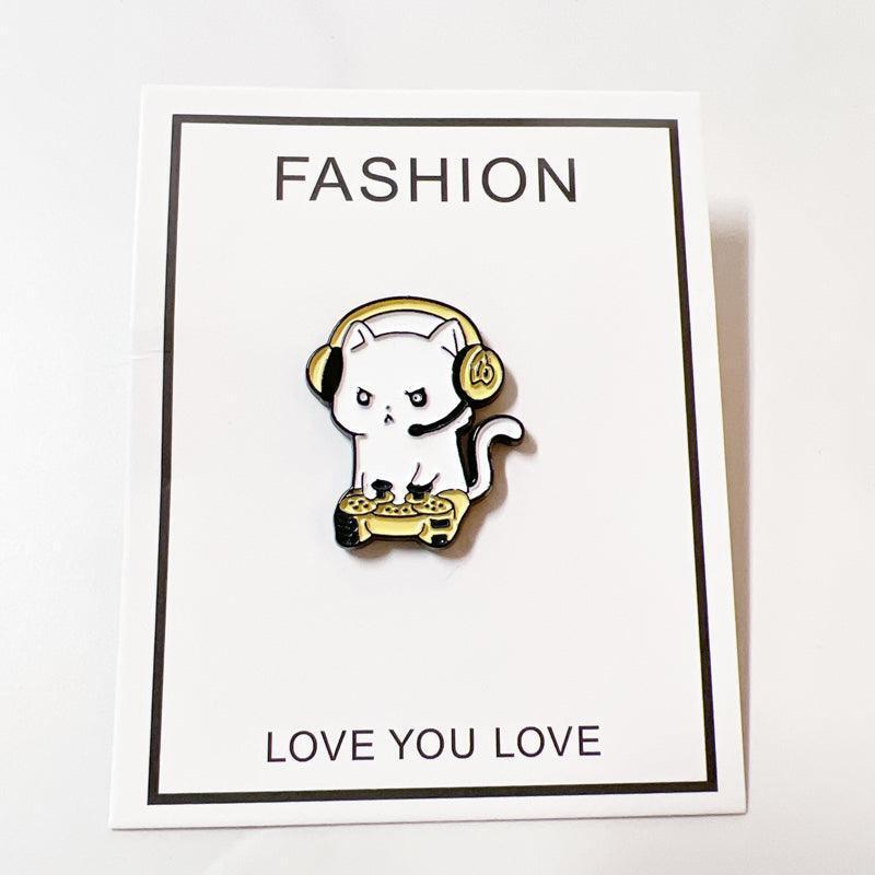 Cat Enamel Pin Gamer Cat Anime Pin Badge Lapel Brooch for Cat Lovers
