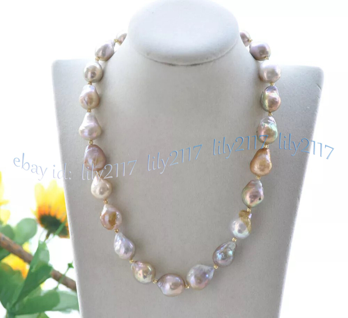 15-20mm Real Natural Peacock Lavender Baroque Keshi Reborn Edison Pearl Necklace