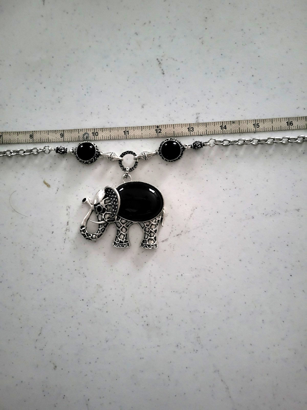 Red or Black stone with elephant pendant necklace and earing set