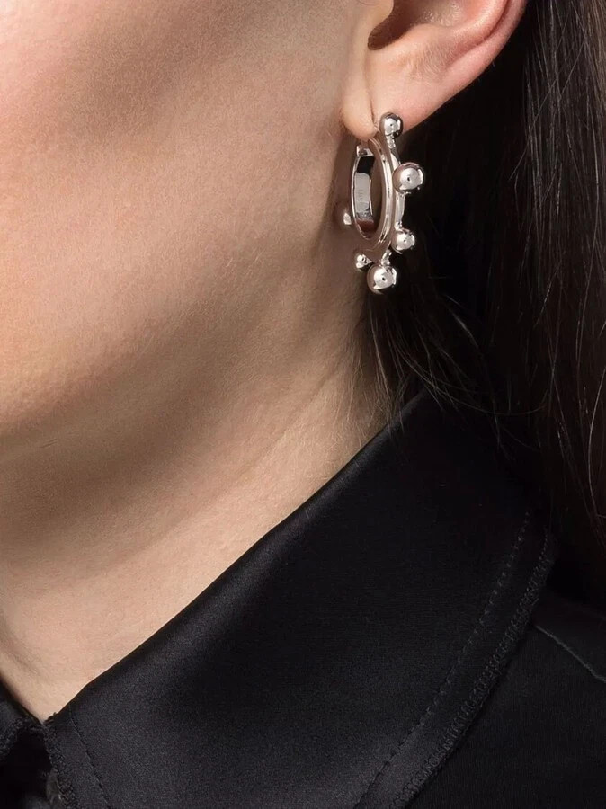 Missoma Sphere Hoop Earrings Medium Silver Tone New With Box Rrp £145
