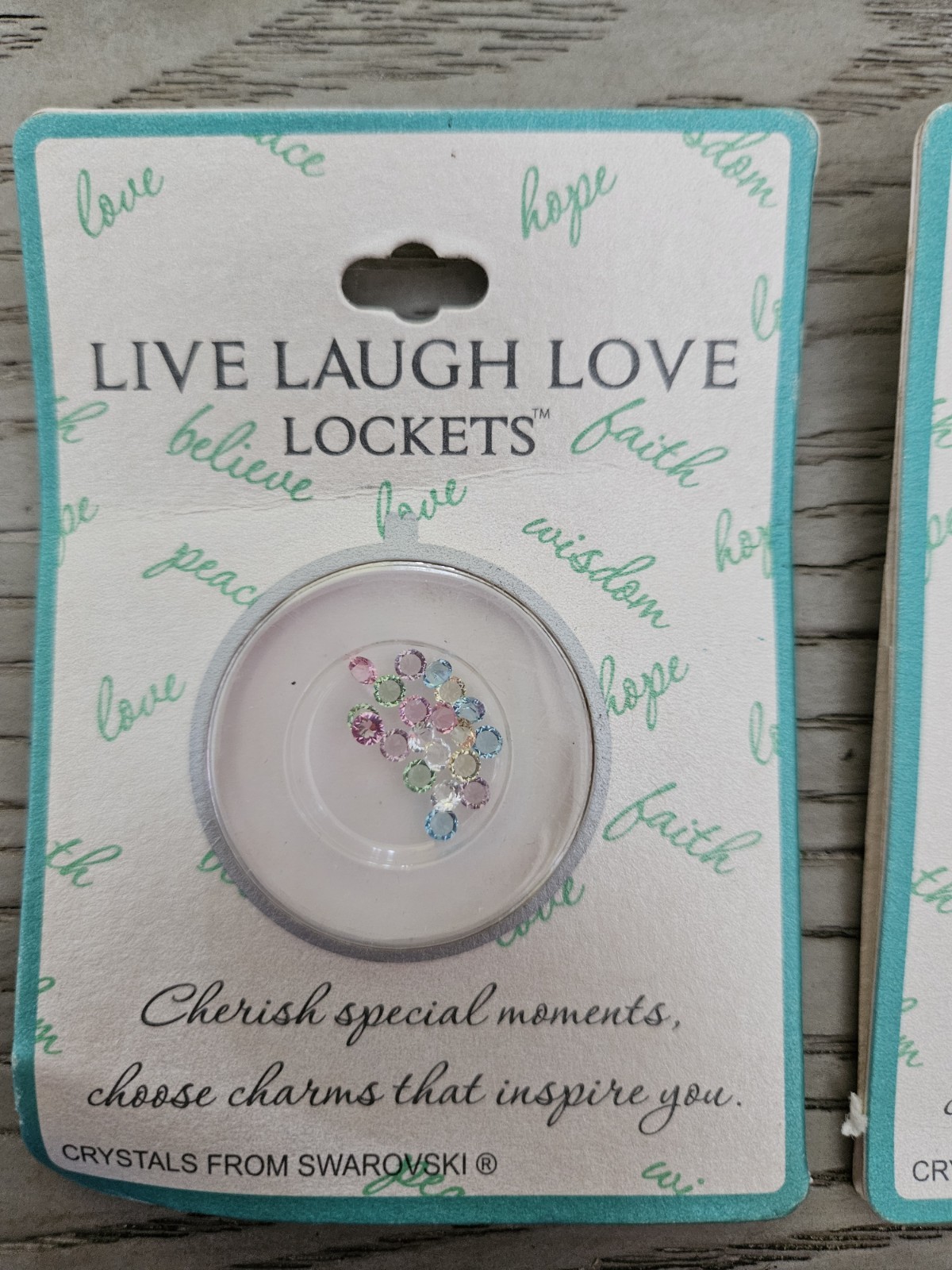 New Live Laugh Love Lockets Floating Charms Lot of 5 Packs Swarovski Crystals