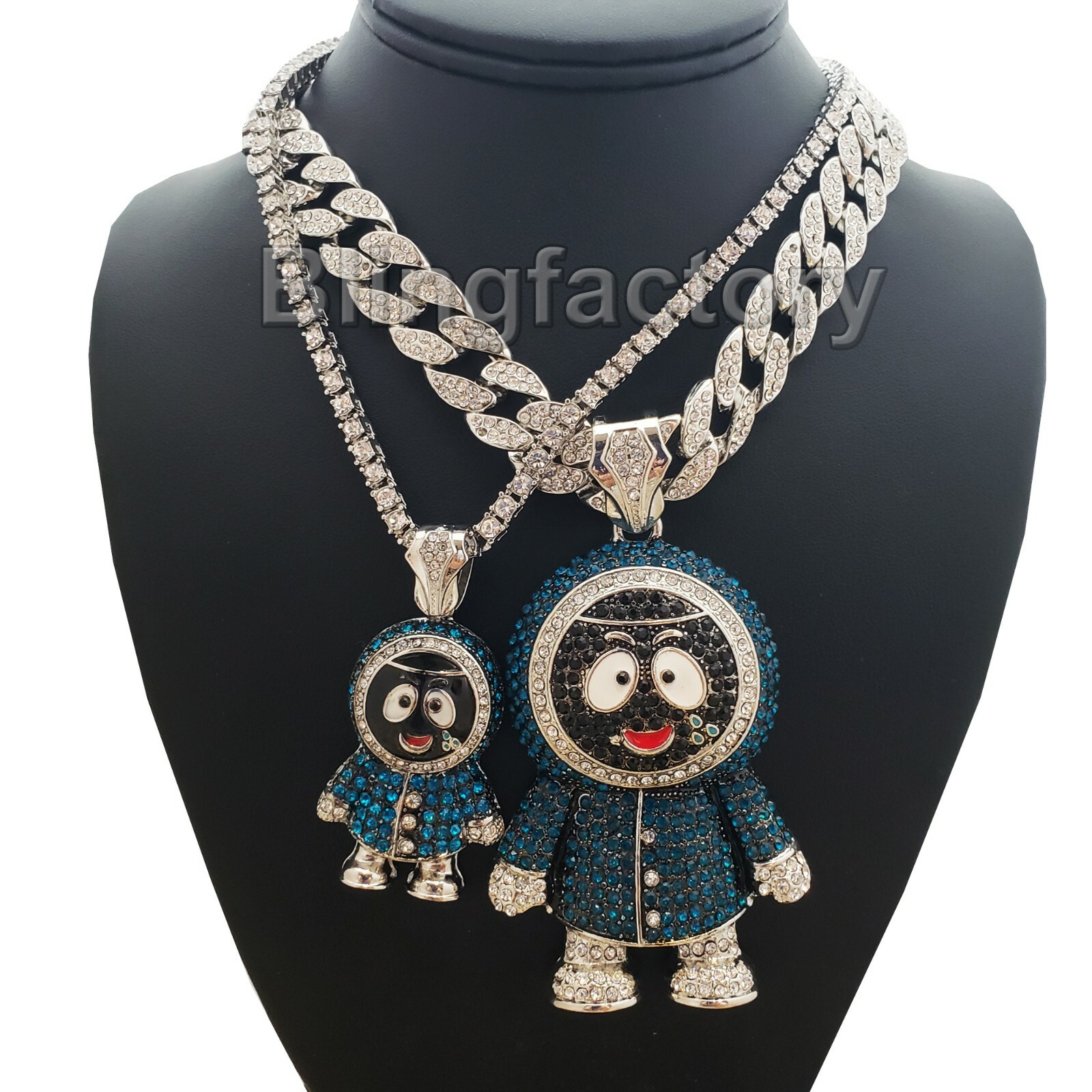 Silver Plated BRICK SQUAD ESKIMO & 18″ Iced Cubic Zirconia Cuban Chain Necklace