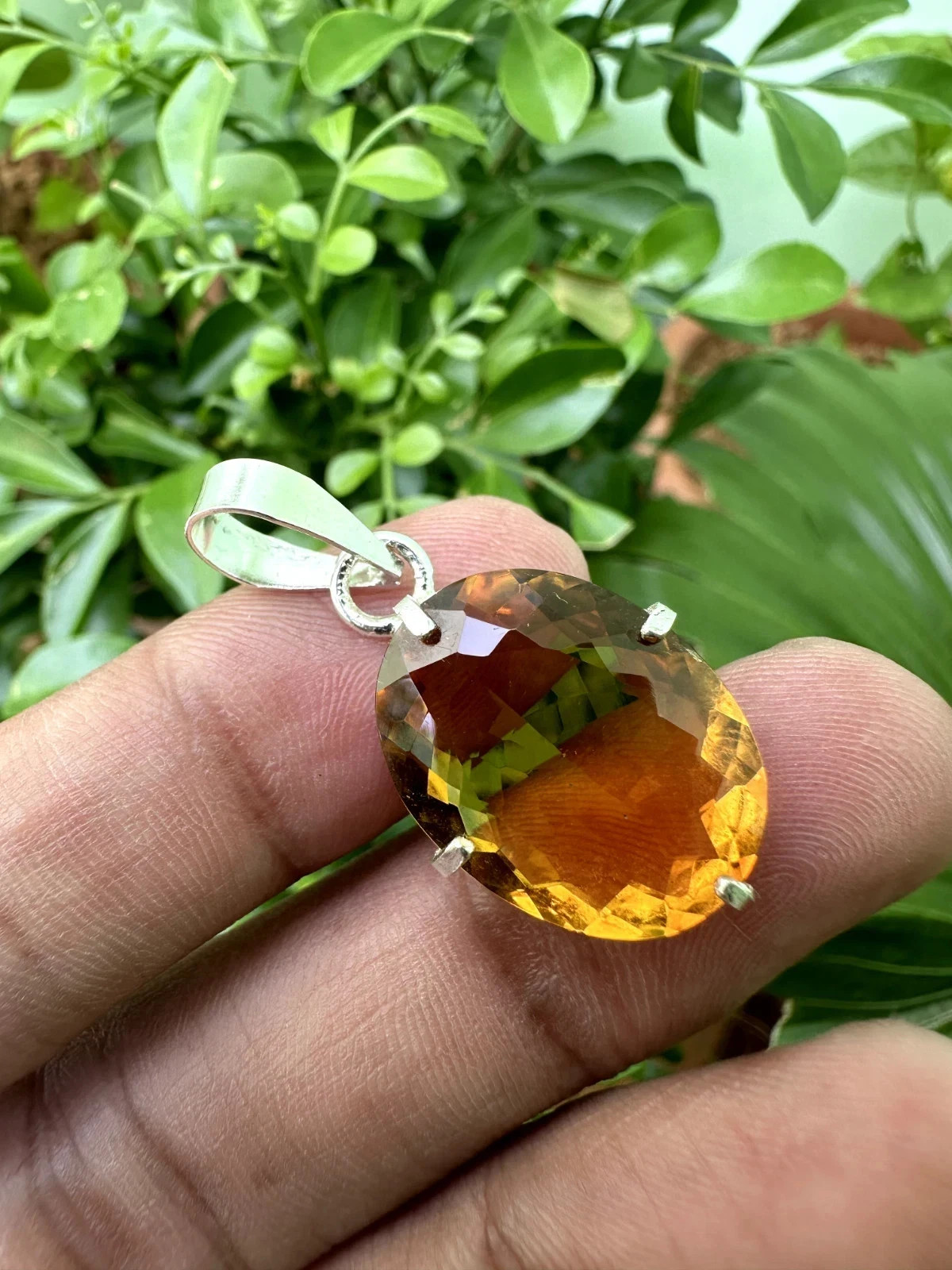 Natural Citrine 925 Solid Silver Pendant Natural 22 CT Certified Loose Gemstone