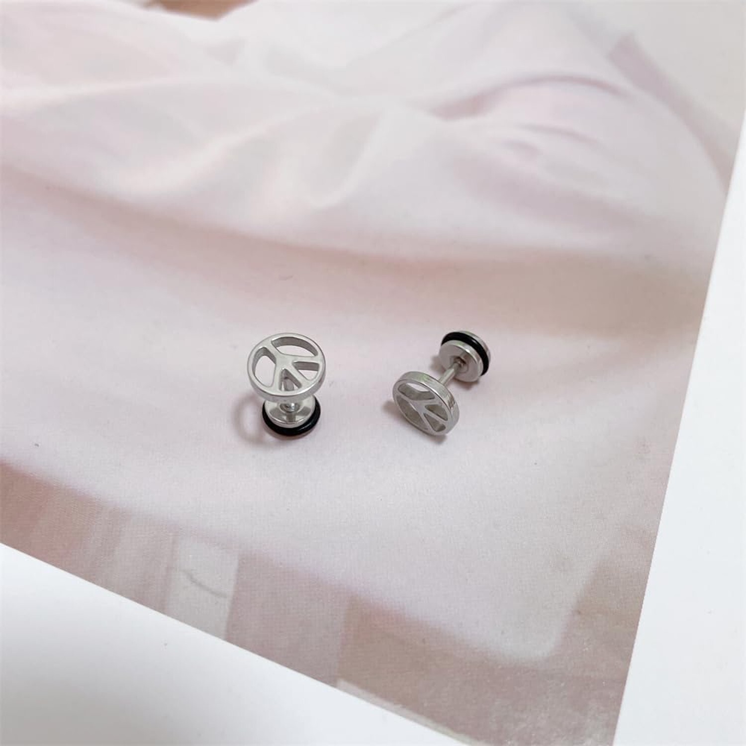 16g Peace Sign Tiny Small Stud Earrings for Women Men Cartilage Tragus Cute S…