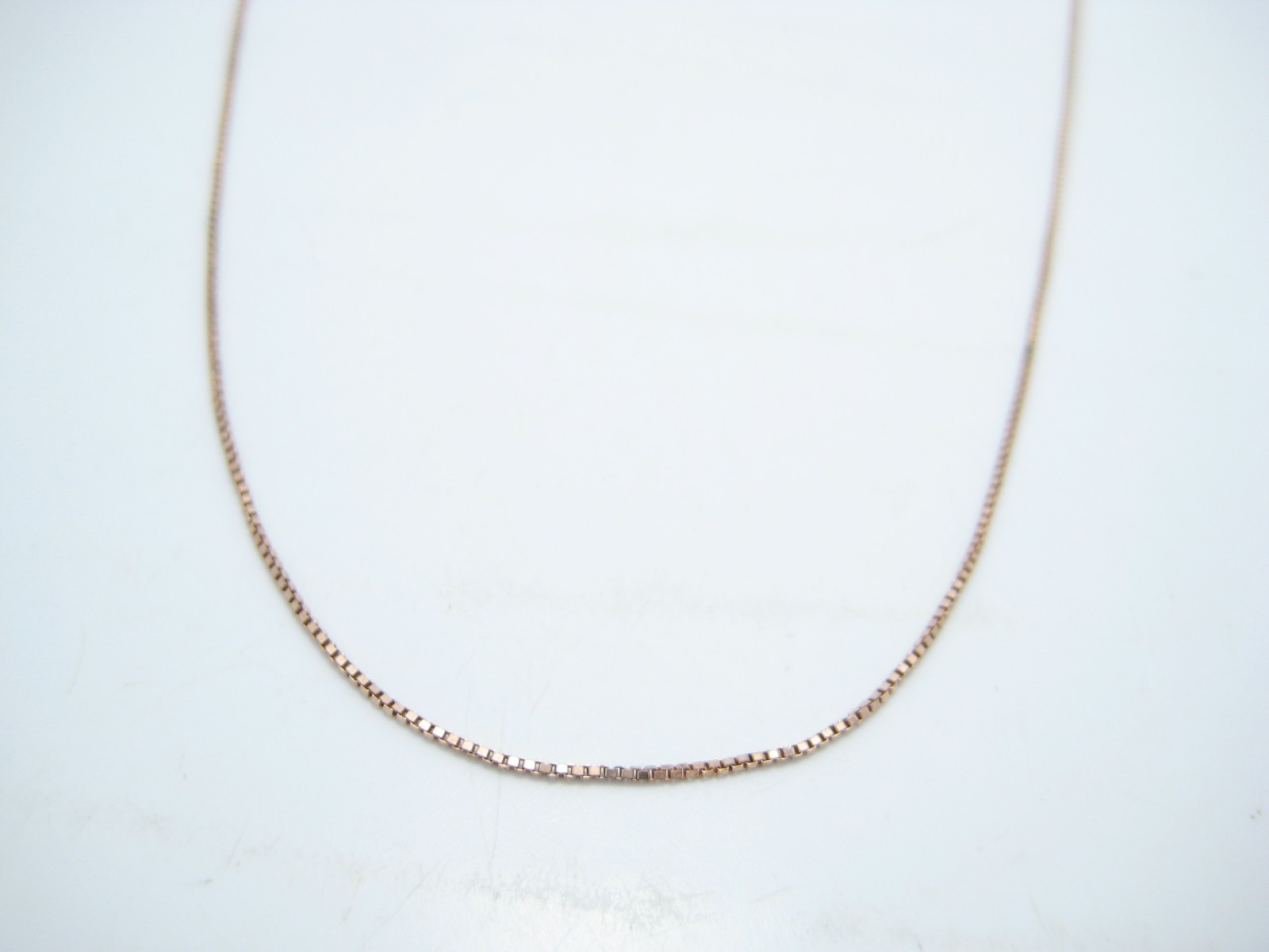 Sterling Silver 0.5mm Rose Gold Tone Box Chain Link Necklace 18″