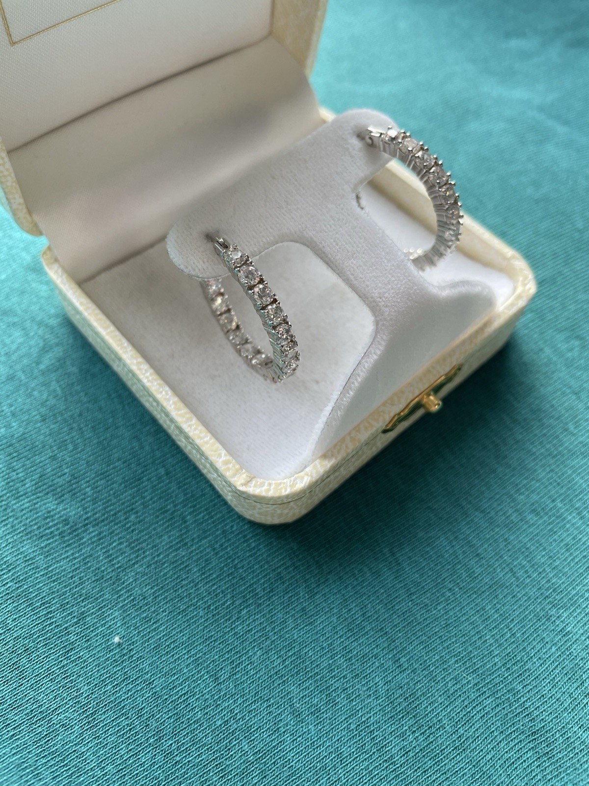 Bella Luce faux 8.10 TW Diamond, Rhodium Plate Over 925 Inside Out Hoop Earrings
