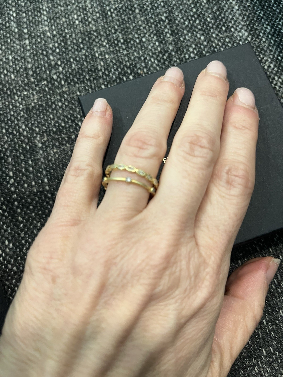Freida Rothman Gold Tone Stackable rings Size 7 Sterling and. Gold plated