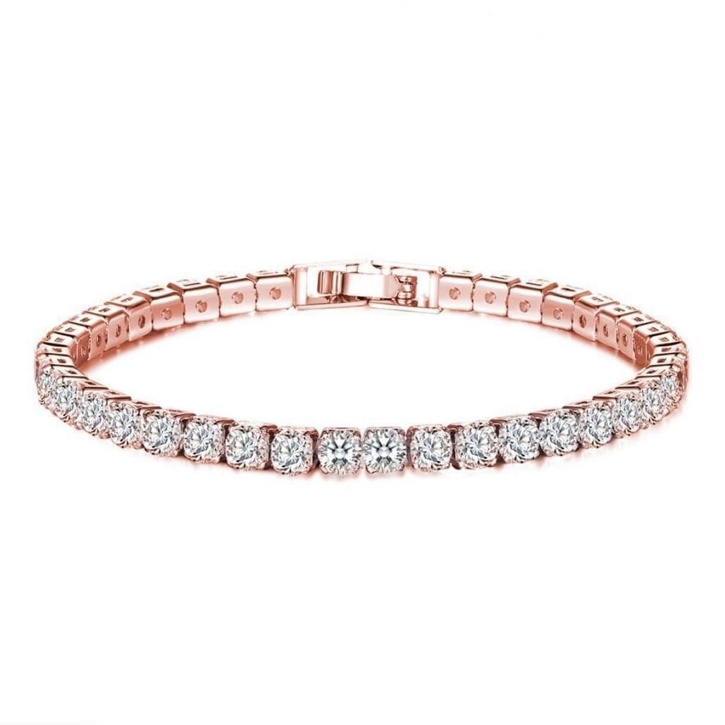 Women’s Tennis Bracelet Cubic Zirconia Sparkling Crystal Silver Rose Gold