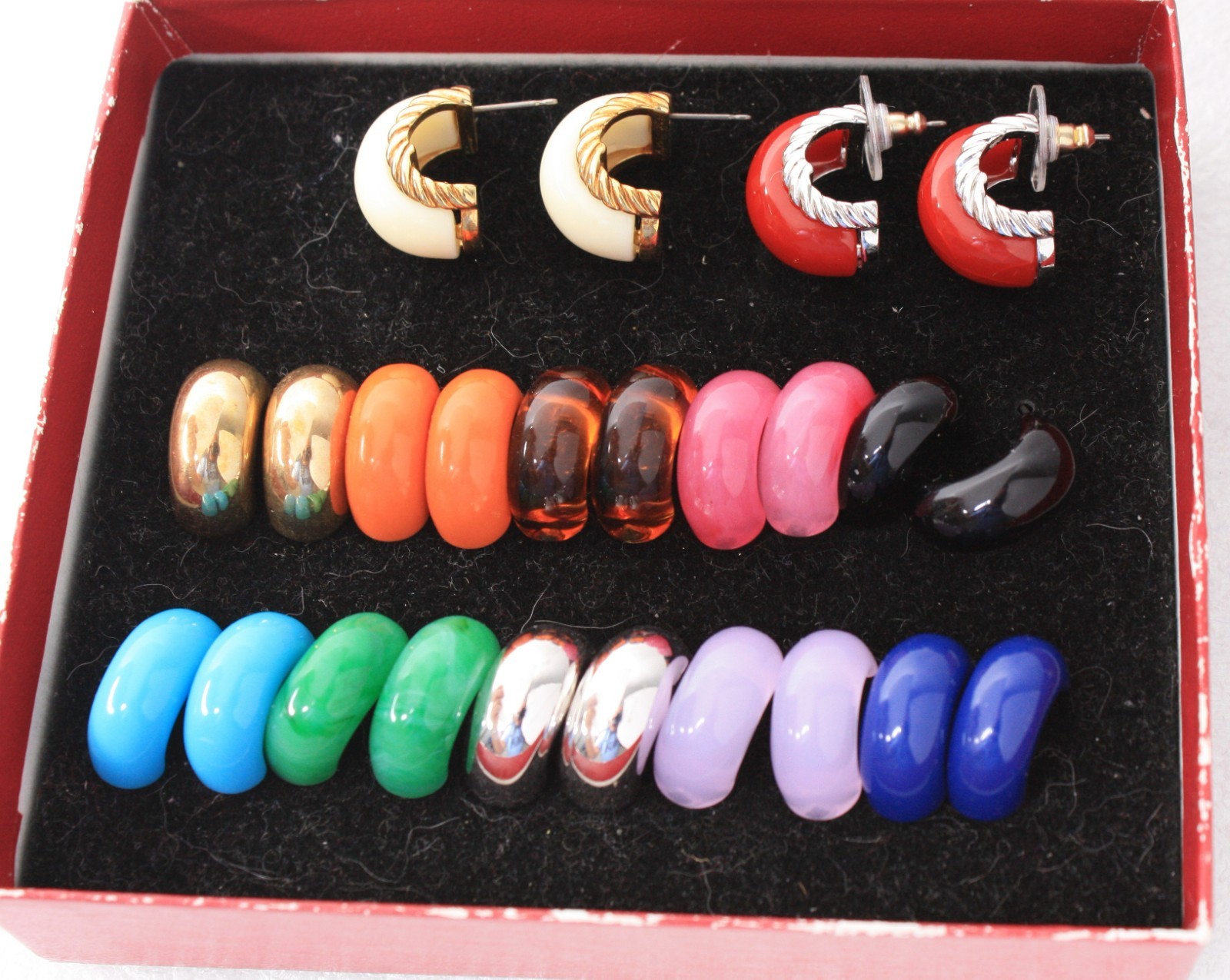 KJL Kenneth J. Lane 12 Color Interchangeable Hoop Earrings Gold & Silver Jackets