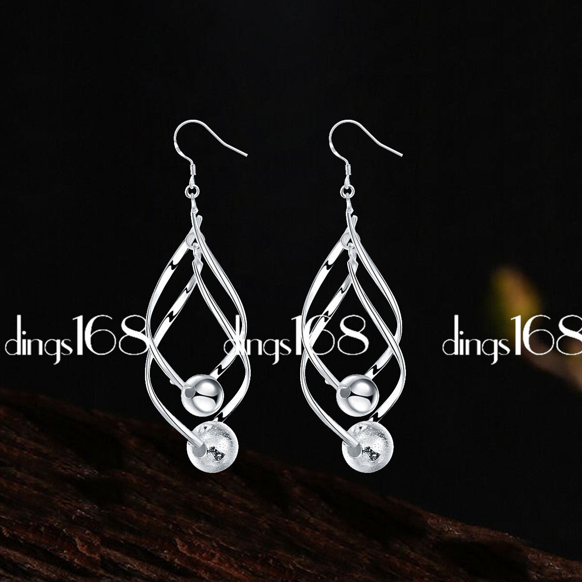 Real 925 Sterling Silver Twisted Infinity Hoop 80mm/3″ Long Dangle Earrings Y409