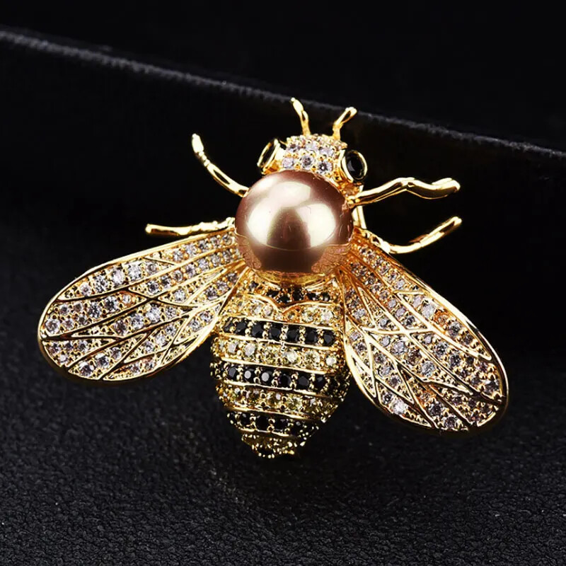 Women Fashion Bee Brooch Crystal Rhinestone Animal Pin Party Corsage Jewelry