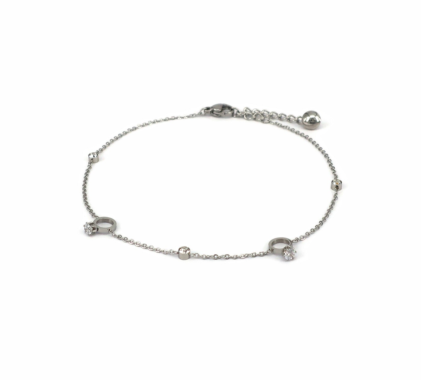 Stainless Steel Anklet Rhodium Ankle Charm Bracelet #7