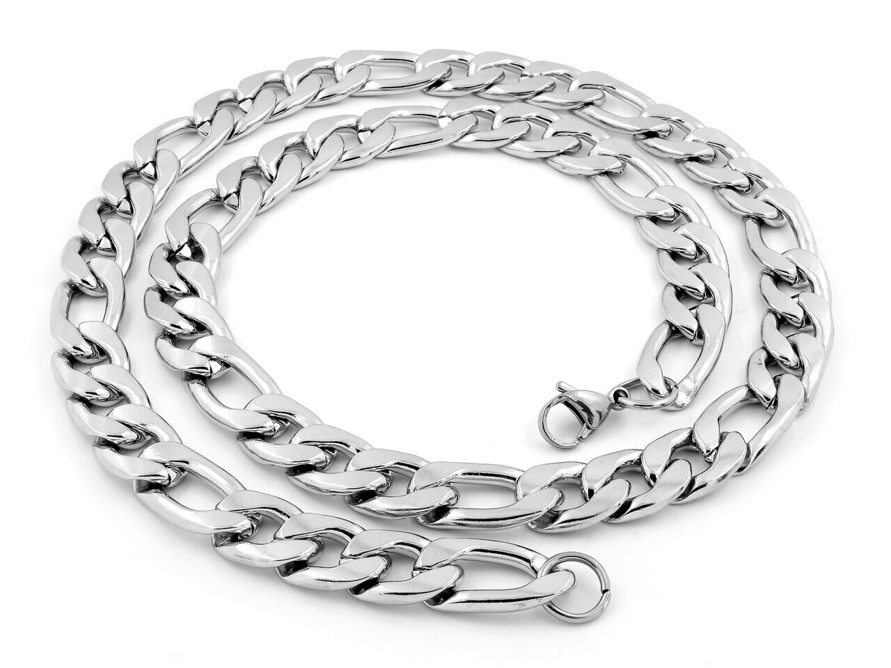 CUBAN LINK Chain necklace 14 KT White Gold Overlay 24 inches – 8 mm wide